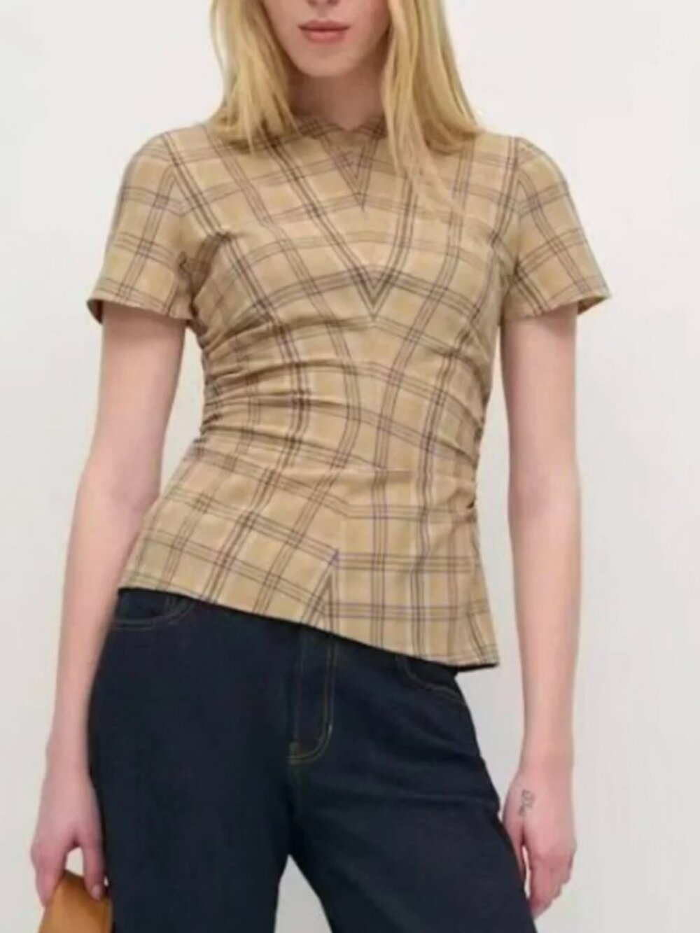 ✨ SALE✨ Reformation Lior Top - Natural Check Tan Beige French Classic